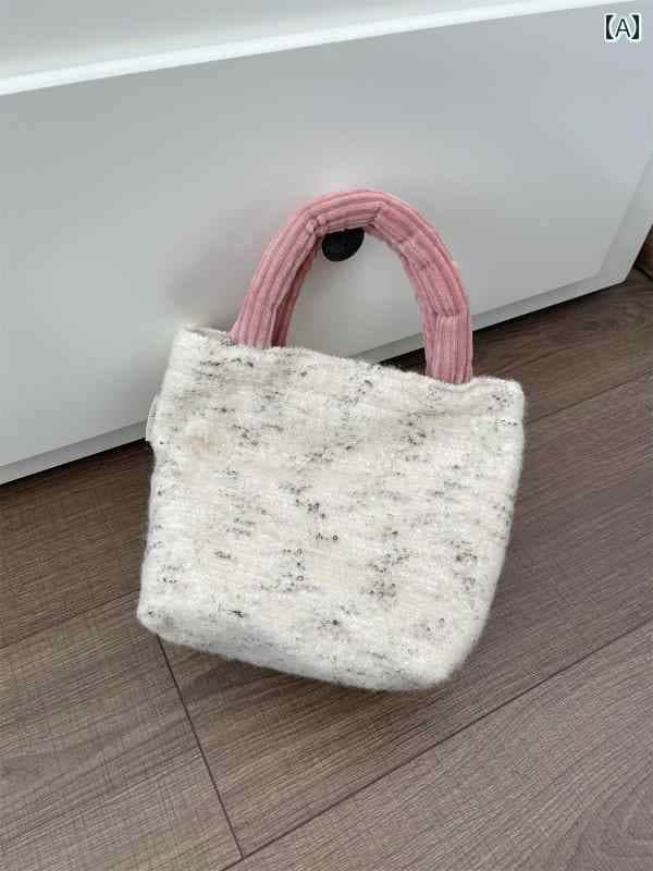 ハンドバッグ レディース 鞄 秋冬 かわいい おしゃれ 韓国 ヒョウ柄 レオパード ウール 小さめ ピンク グレー