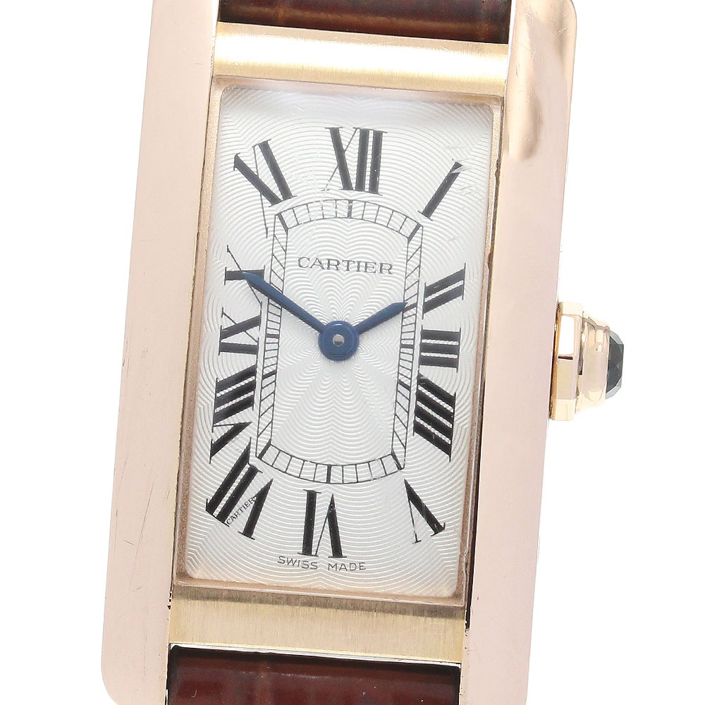 カルティエ CARTIER W2607456 タンクアメリカンSM K18PG クォーツ レディース 内箱・保証書付き_844756【中古】