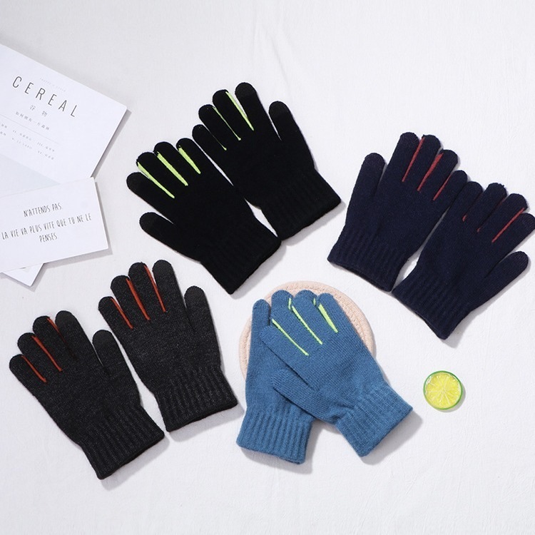 2024 タッチスクリーン手袋男性用冬暖かいベルベット滑り止めカップルソリッドカラーアウトドアシンプルフィンガーグローブ