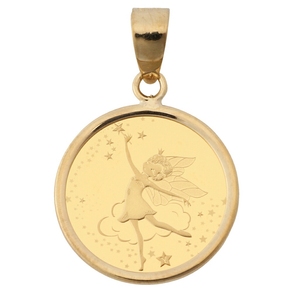 純金 K24 フェアリー 妖精 1/25oz 金貨 コイン ペンダントトップ シンプル K18 枠