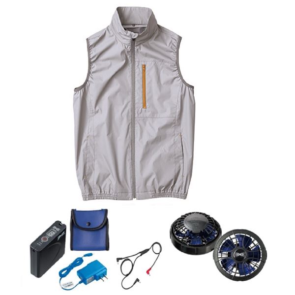 KU92140 空調服 ポリ製 遮熱 立襟 ベスト FAN2400SPBB/LISUPER1 銀3L