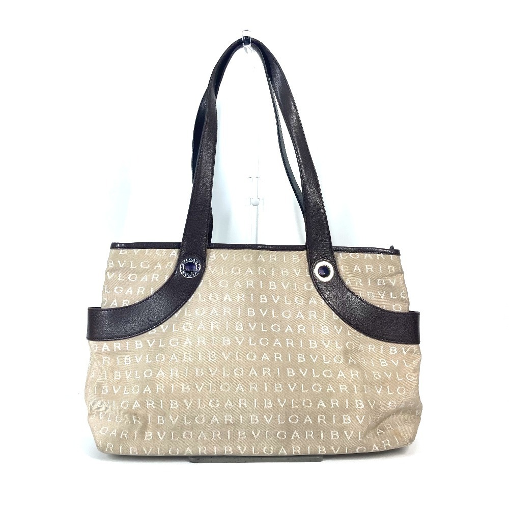 トートバッグ ロゴマニア カバン ショルダーバッグ 肩掛け キャンバス/レザー ベージュ 11,000円