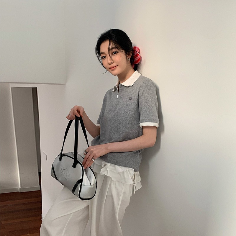 11 Neihe Neihe Miuシリーズポロフロントショルドショートスリーブの女性の女性用女性用tシャツ女性のための夏のトップtシャツ r nパターン=笑顔 r nスタイル=女の子らしいスタ