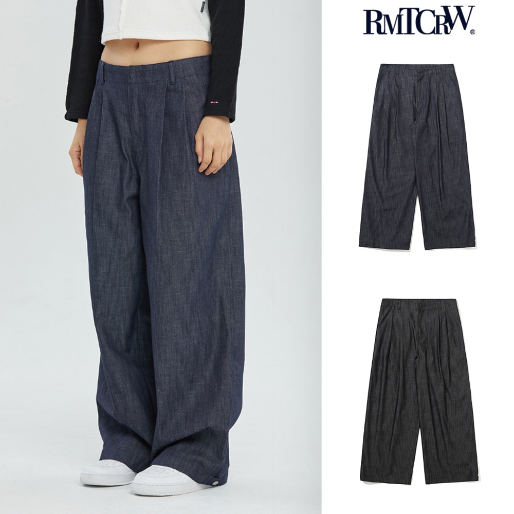 【ROMANTIC CROWN】 DENIM PINTUCK SLACKS