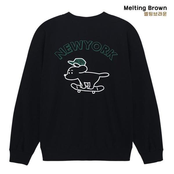 メンズマンツーマンオーバーフィットプリントTシャツ NY25