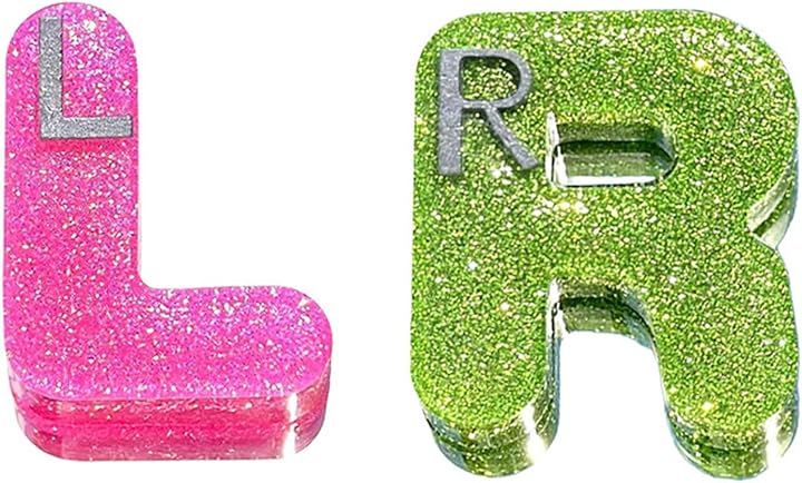 X線 マーカー LR 左右識別 放射線技師 グリッター IDカード 2個セット (ピンクL＋グリーンR)