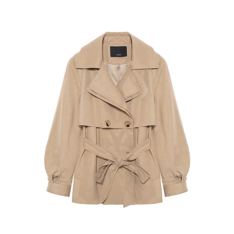 アウター コート おすすめ 人気 流行り トレンド おしゃれ お洒落 激安 安い プチプラ トレンチ コート Ａライン ショート丈 無地 襟付き 体型カバー 可愛い かわいい きれいめ lo