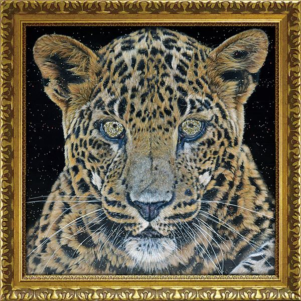 ユーパワー ルーシー/ブラックストーン ～ラインストーンデコ～ Gel加工 アートフレーム 「スリランカレオパード」