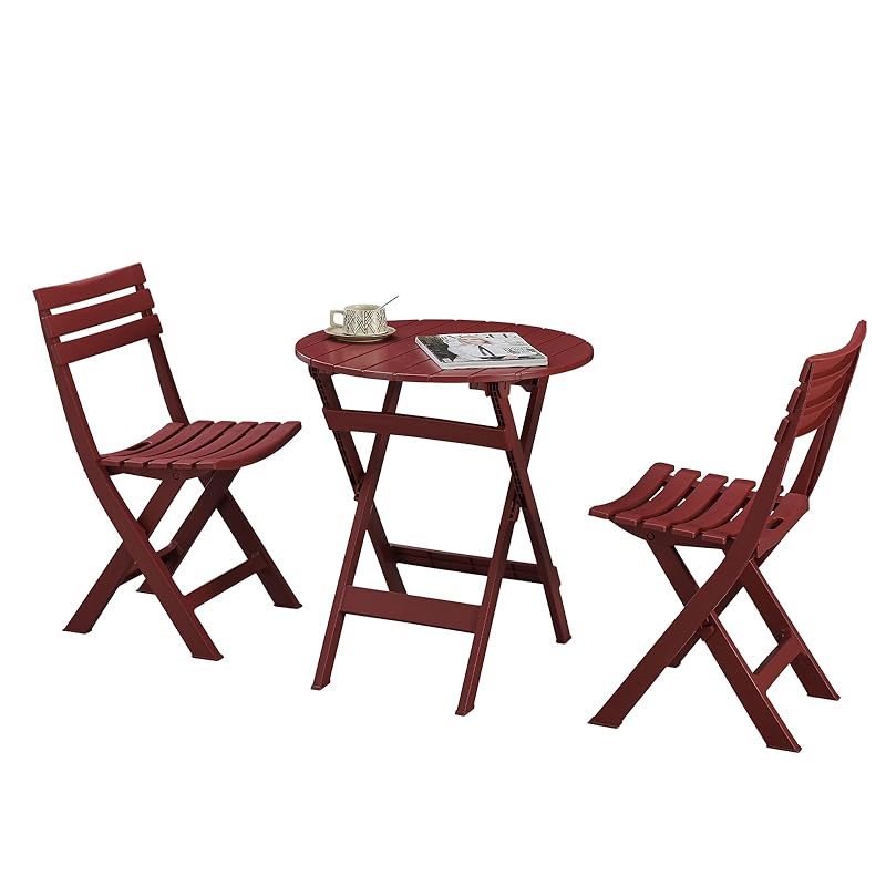 【国内即発】BOOSDEN ガーデンテーブル 3点セット アウトドア 折りたたみ 椅子テーブルセット ベランダ バルコニー 椅子セット 室内/屋外 庭 イベント 赤色