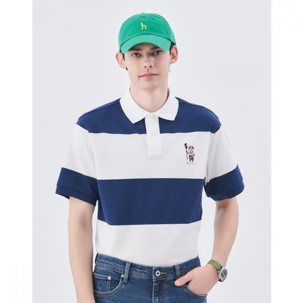 [24SS] [ハリー] [クラシックフィット] ネイビーストライプピケカー HZTS4B752N2