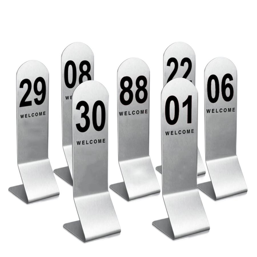 ステンレス テーブルナンバー テーブル番号両面 ナンバーサインレストラン用の積み重ね可能なテーブル番号カード数字 1~25/50/100座席札 サインプレート