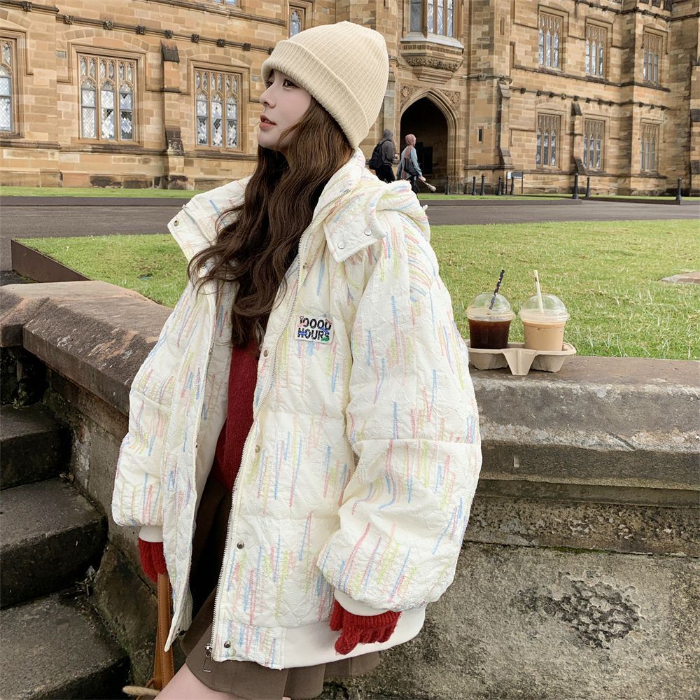 フード付きダウンジャケット女性冬の新しいパン服カレッジスタイル暖かいコート
