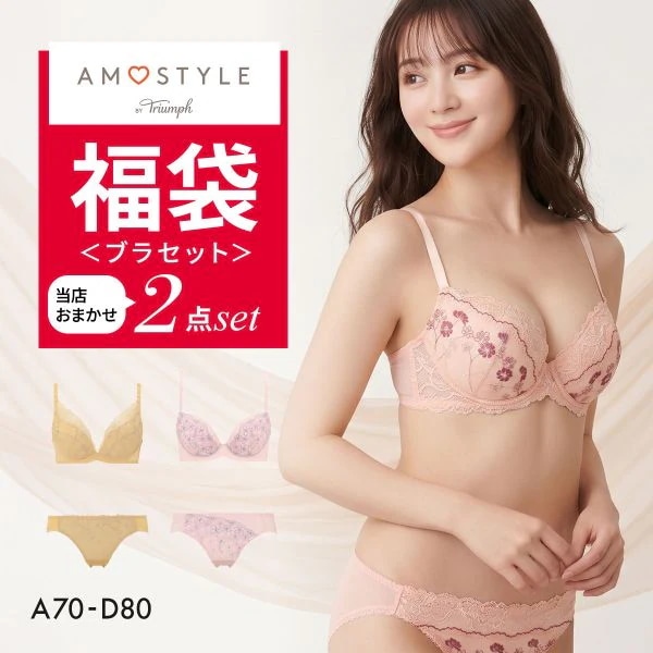 福袋 アモスタイル 2P ブラセット ブラジャー ショーツ セット 2点セット インナー 下着 AD