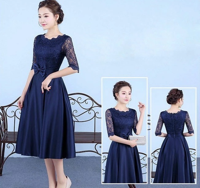 【即納】パーティードレス 結婚式 ワンピース ミモレ丈 結婚式 ドレス お呼ばれパーティードレス ミモレ丈 ワンピース 結婚式 二次会 ゲストドレ ワンピース 袖あり 透け感レース パーティードレス