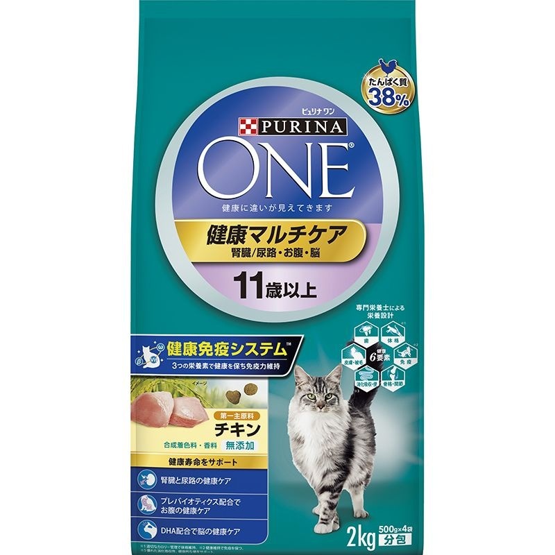 （まとめ買い）ピュリナワン キャット 健康マルチケア 11歳以上 チキン 2Kg 猫用フード [x3]