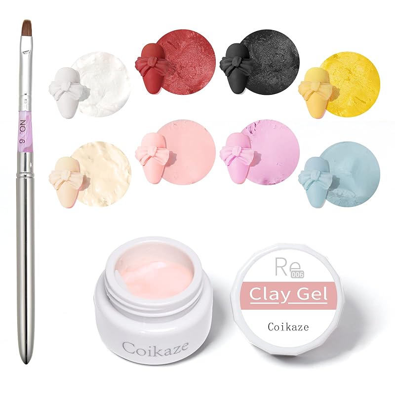 ジェルネイル 立体ネイルアート 粘土ジェル 3Dジェル 4Dジェル クレイジェル カラージェル UVLED対応 8色入り 4g
