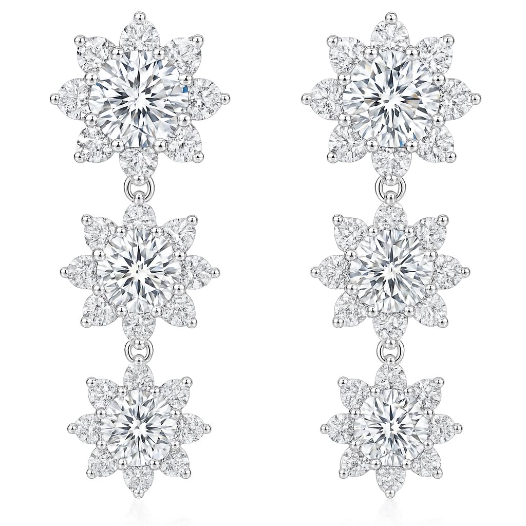 JDE レディース 揺れるピアス 太陽の花 3連 ロングピアス 存在感 シルバー925 金属アレルギー対応 女性 誕生日 プレゼント