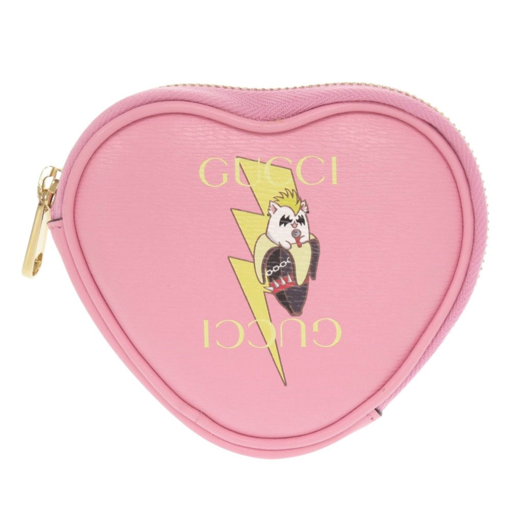 新品同様 × ばなにゃ ハートシェイプ 701062 コインケース レザー ピンク 0415【中古】 レディース