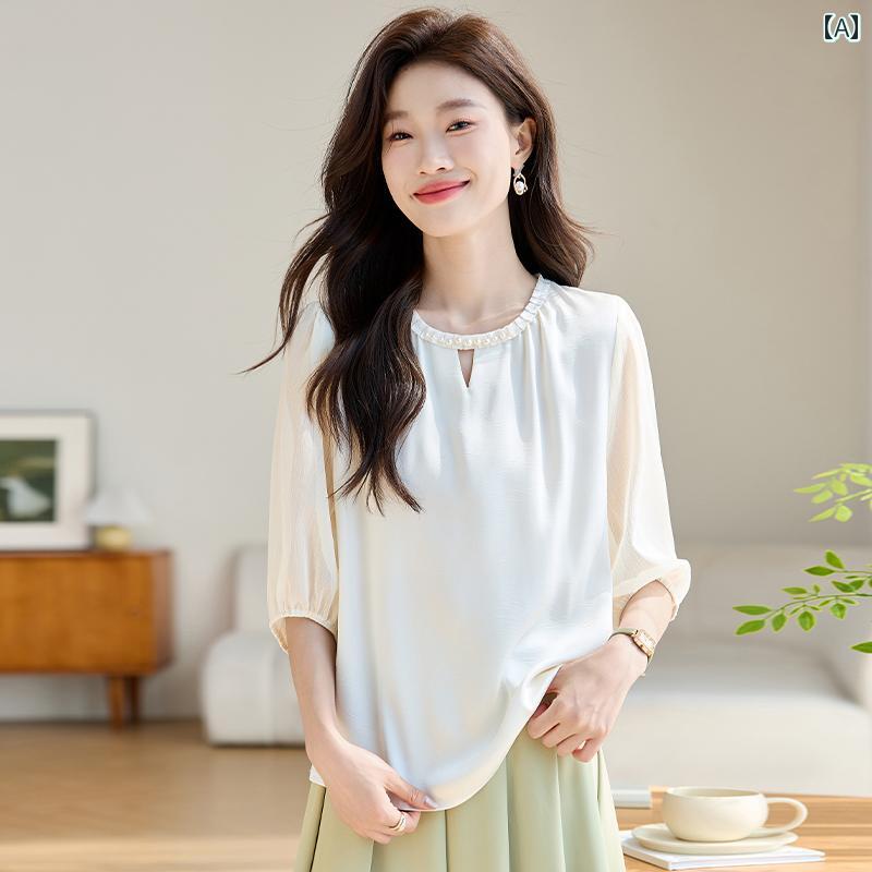 トップス レディース おしゃれ 上品 通勤 オフィス カジュアル ス 半袖 軽量 涼しい 涼しい スリム Tシャツ