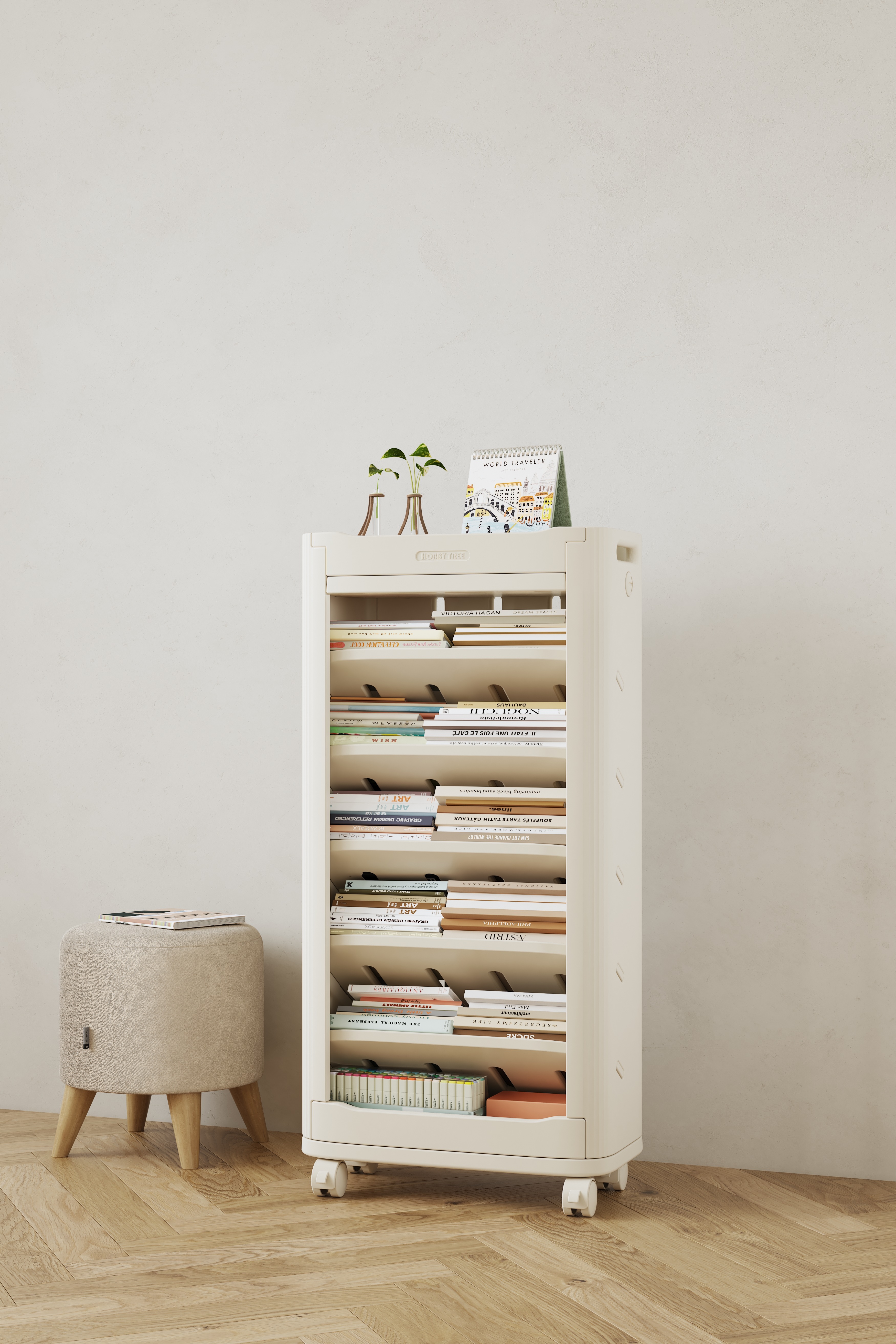 本棚 サイド本棚 書棚 絵本棚 大容量 キッズ 収納ラック ラック おしゃれ 組立カンタン こどもGG9462 White HDPEG14