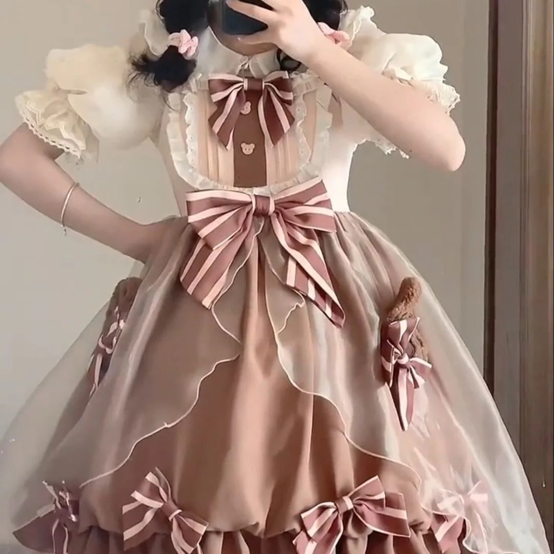 可愛い サスペンダースカート ロリータ ワンピース lolita クマちゃん