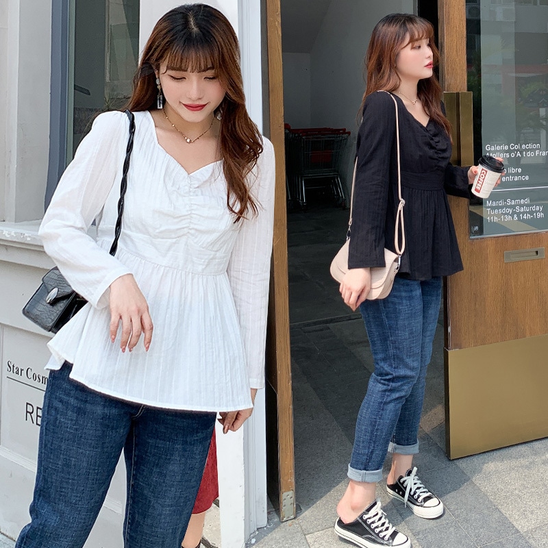 5L 4L 秋冬 韓国 大きいサイズ 長袖ニットトップス レディースシャツブラウス タイト ストレッチ 30代 40代 50代 60代大きいサイズの婦人服の太っている妹のvネックアンドロメダ上着デザイ