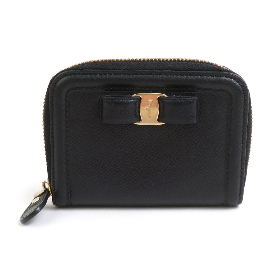 サルヴァトーレフェラガモ Salvatore Ferragamo コインケース ヴァラリボン レザー ブラック レディース 56211a
