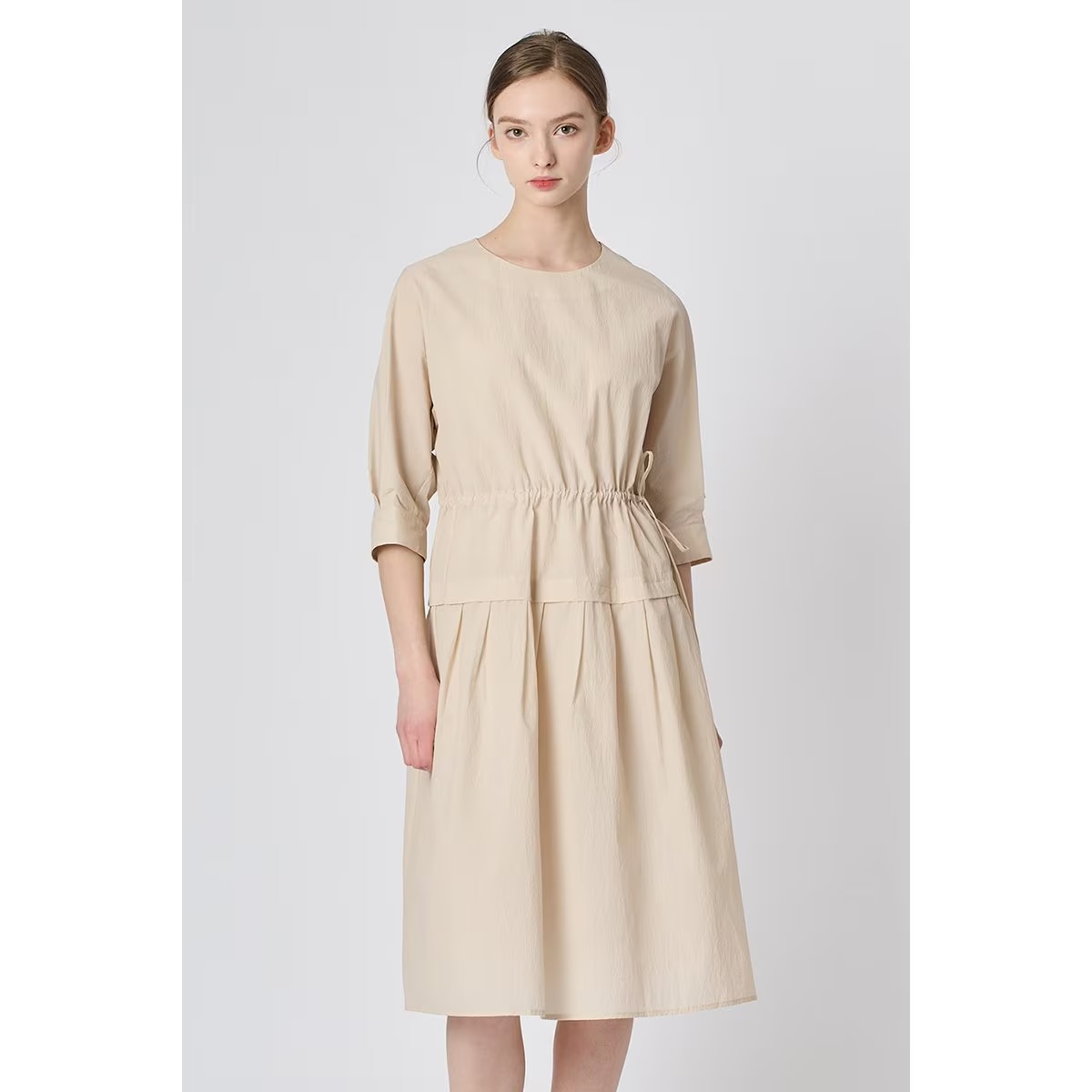 [韓国きれいめコーデ ]ドローストリングワンピース