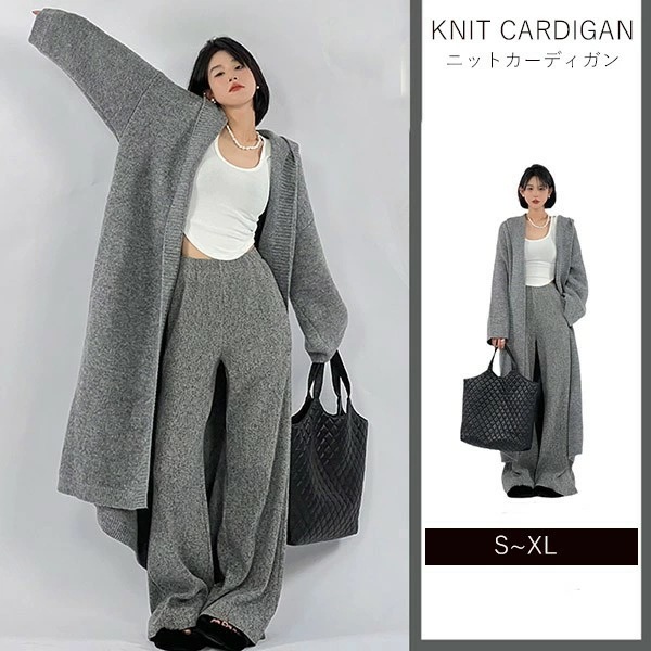カーディガン 秋冬 セーター ロングカーディガン ざっくり オーバーサイズ 前開き トップス 日常服 カジュアル ニットカーディガン ニットカーデ 無地 ゆるニット 羽織 おしゃれ グレー S M L 5,360円