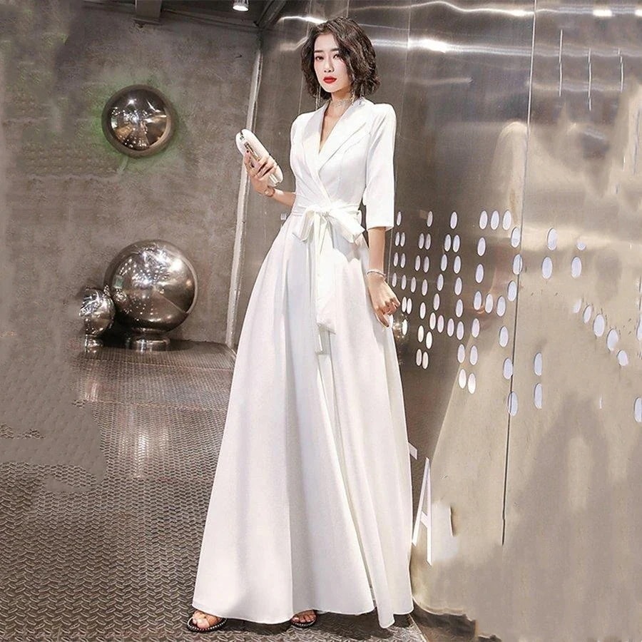 パーティードレス フォーマルドレス 袖あり ワンピース ロングワンピース 体型カバー フォーマルワンピース 膝丈 結婚式フォーマル 6,156円