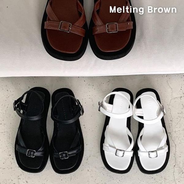 女性 デイリー バックル プラットフォーム サンダル 3cm