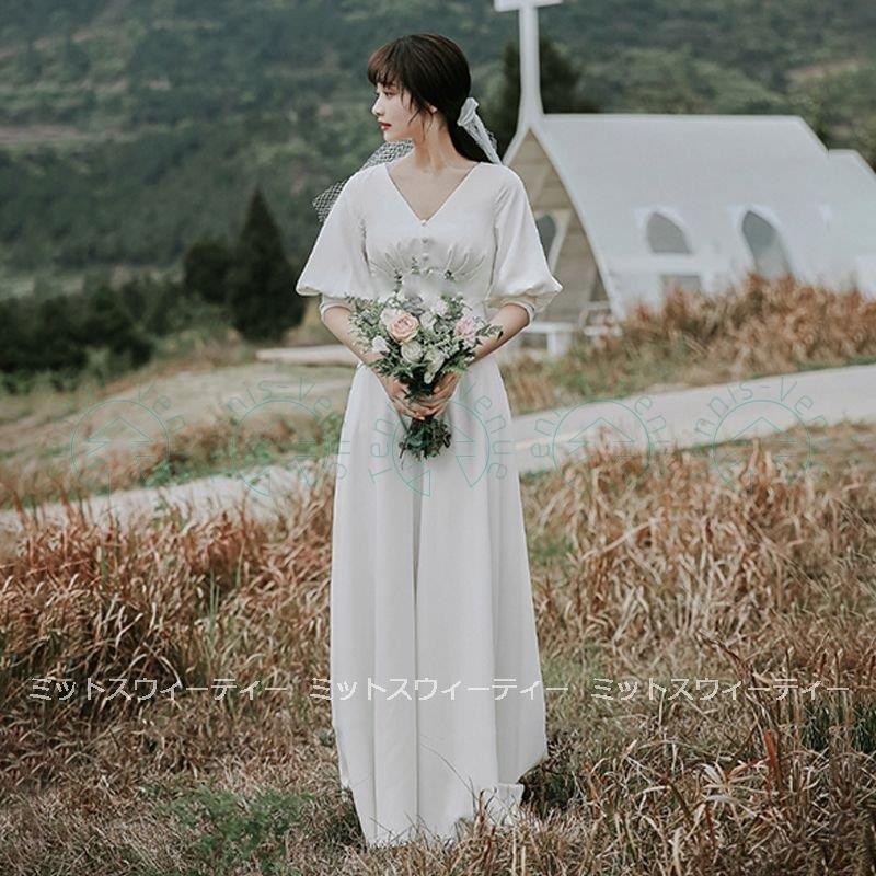 ウエディングドレス 二次会 白 結婚式 aラインドレス ロングドレス 花嫁 ブライダル 大きいサイズ