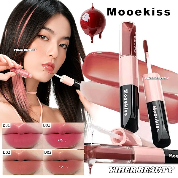 KISSKISS リップ 2本セット Qoo10] Mooekiss 【2in1】リップティント ダブルヘッリ