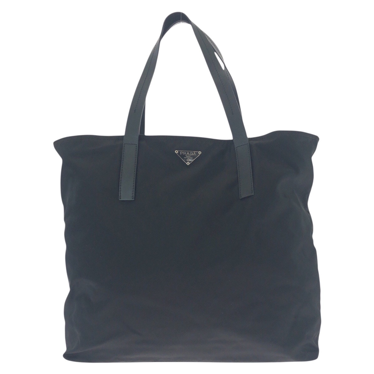 美品 テスート 三角ロゴプレート ブラック 黒 シルバー金具 ナイロン/レザー トートバッグ ショルダーバッグ レディース 504075