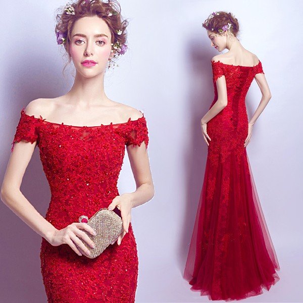 ロングドレス 安い カラードレス 赤 半袖 イブニングドレス コンサート 結婚式 カクテルドレス 演奏会 フォーマル 発表会 パーティードレス ウエディングドレス