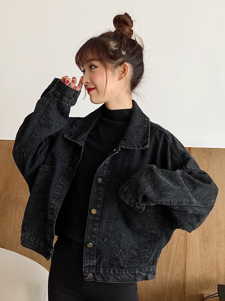 春のルーズオールマッチデニムジャケット女子学生は薄くて長袖のジャケットショートトップタイド