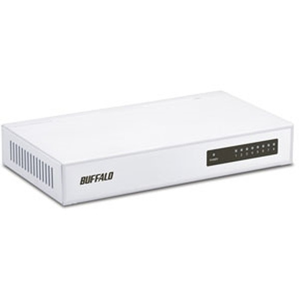 LSW4-TX-8NS/WH ホワイト [10/100Mbps対応 スイッチングハブ 金属筐体/電源内蔵モデル 8ポート]