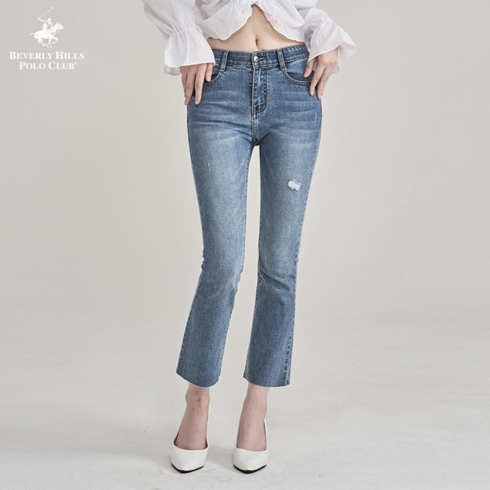 (ジンマニア) ビバリーヒルズポロクラブバタードロップキャットウォッシングブーツカットデニムパンツ女性用ジーンズパンツ