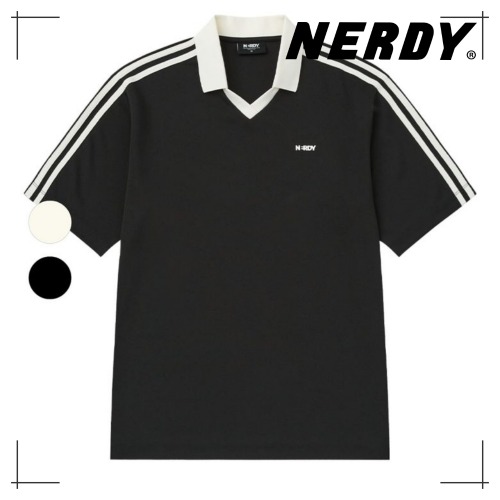 NERDY 公式正規品 クラシック NY ジャージ 半袖 Tシャツ(Black/Ivory) 韓国ファッション