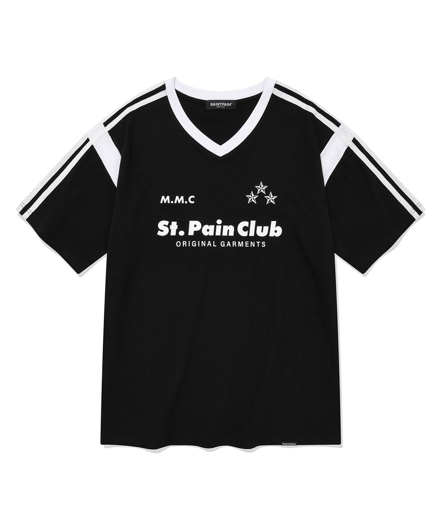 SP M.M.C Star Varsity V-Neck T-Shirt-Black