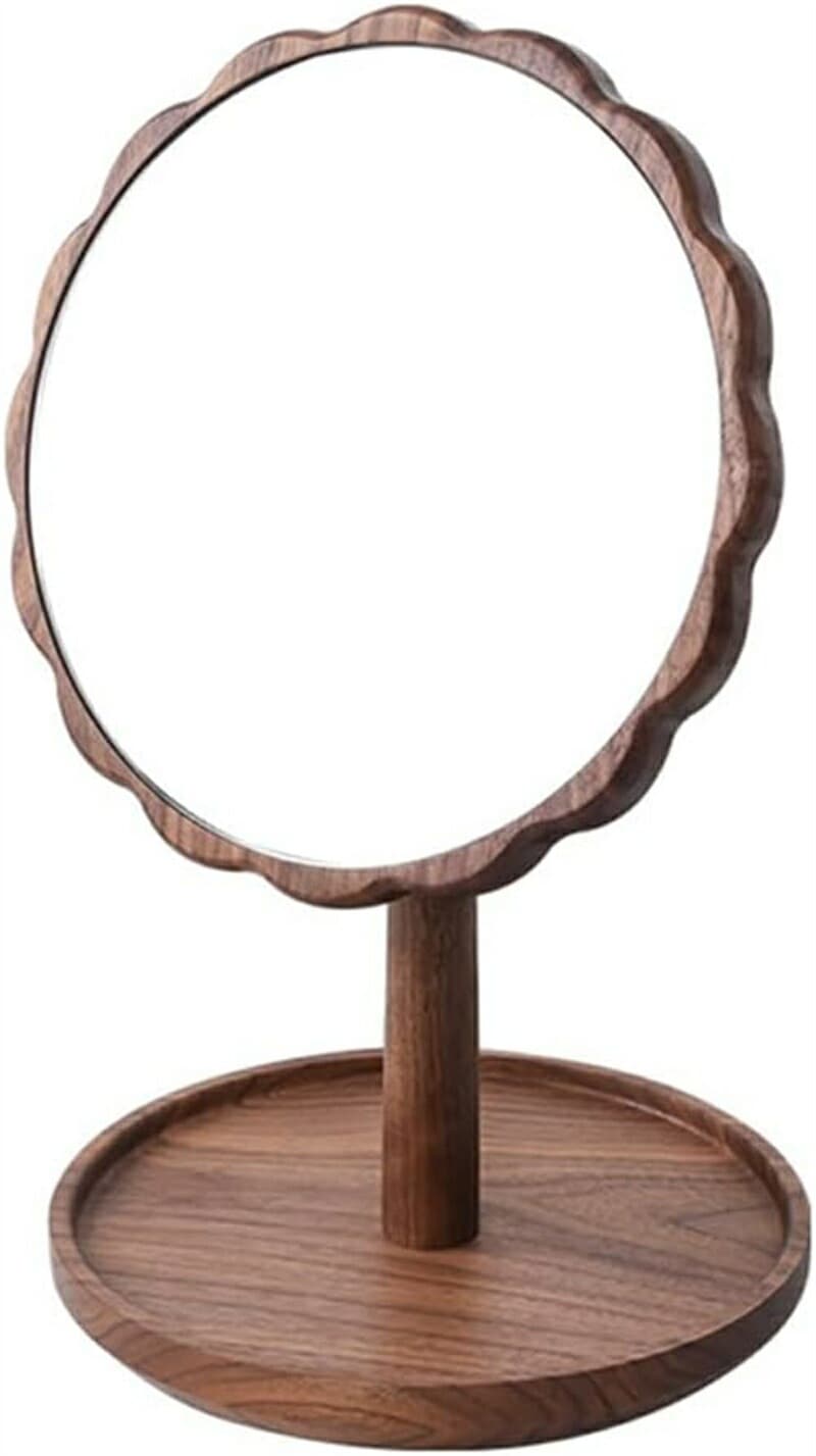 2025鏡台 女優ミラー テーブルミラー メイク 鏡 卓上 ミラー 女優ミラー 卓上 卓上鏡 おしゃれ メイクアップミラー 化粧鏡 木製 角度調整 小物収納台 木製フレームミラー テーブルミラー ウォ 4,727円