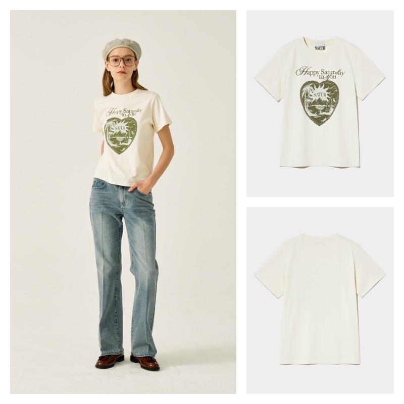 SATUR】 (W) SUNRISE IN HEART GRAPHIC T-SHIRT : VINTAGE CREAM