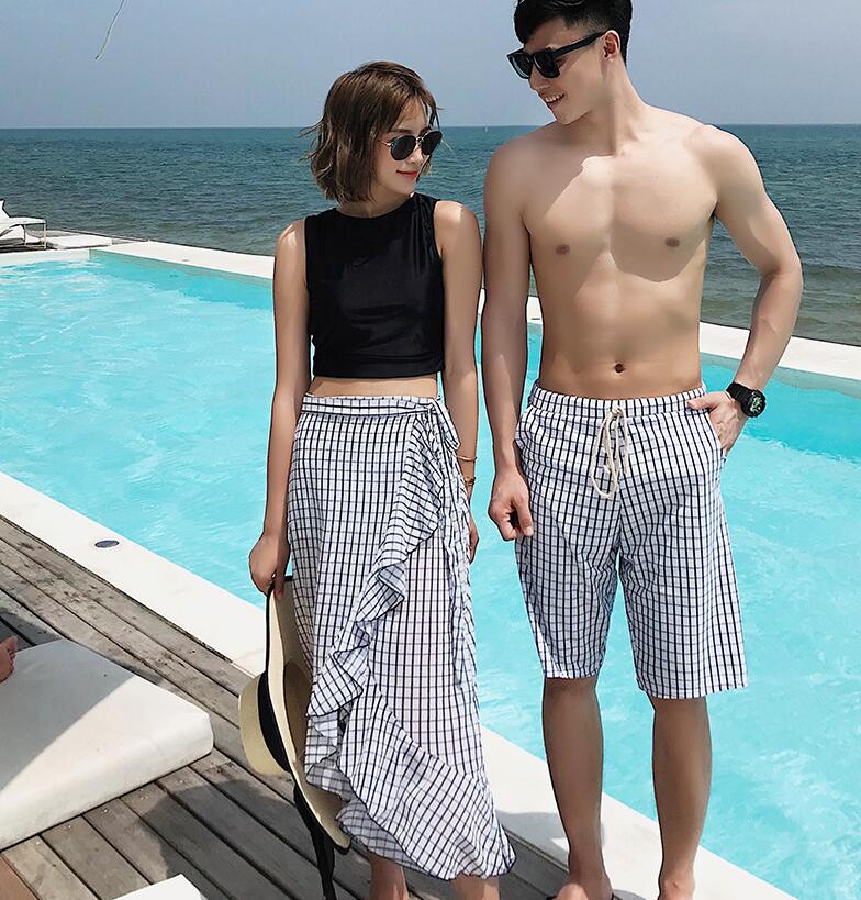 人気爆発ペア水着 ペアルック カップル 水着 レディース メンズ 4点セット 花柄パッド付き メンズ 水着 白 男性用 ビーチパンツ サーフパンツ みずぎ mizugi ミズギ 男女 温泉 ハネムーン