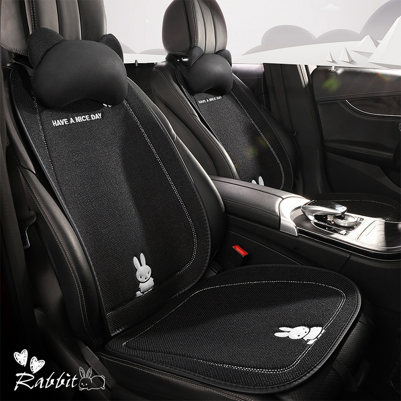 繊維麻粗いリネンバニー四季ユニバーサルカーシートクッションシンプルでスタイリッシュなカーシートクッション通気性