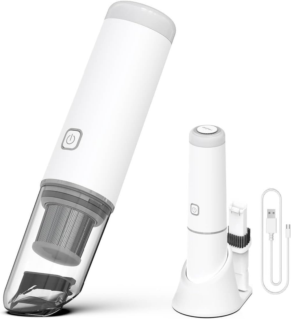 ハンディクリーナー コードレス 0.42kg 超軽量 11000Pa 強力吸引 車用掃除機 卓上用 2WAY ノズル USB 充電式 ミニ掃除機 ホワイト