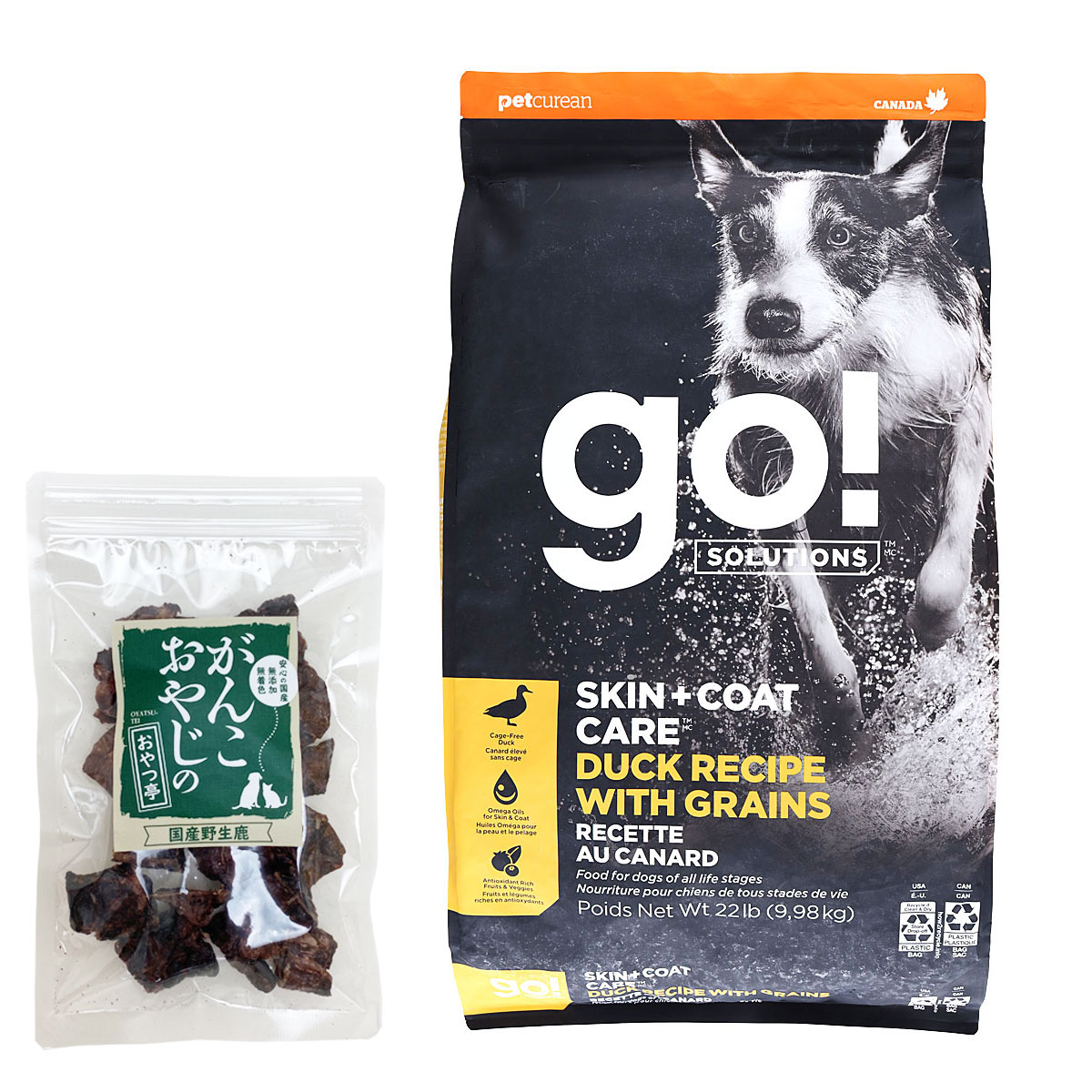 GO! ゴー ソリューションズ 皮膚+被毛ケア 全粒穀物 ダック 9.98kg【国産鹿ラング15g付き】ドッグフード