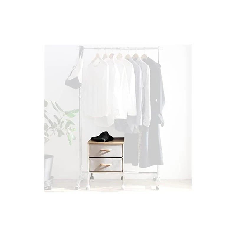 【即納】[山善] ハンガーラック 下 チェスト キャスター付き 棚付き 引き出し付き 幅39.5奥行39.5(41)高さ50cm サイドテーブル 組立品 ナチュラルメイプル ZHC-40(NM/I