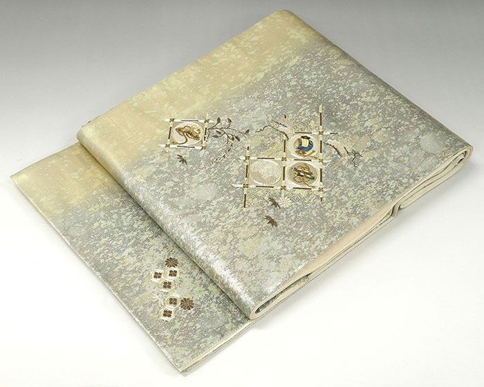 袋帯 正絹 宝飾螺鈿作家 甲斐泰造作 袋帯 良品 リサイクル 結婚式 入学式 卒業式 パーティー g0808