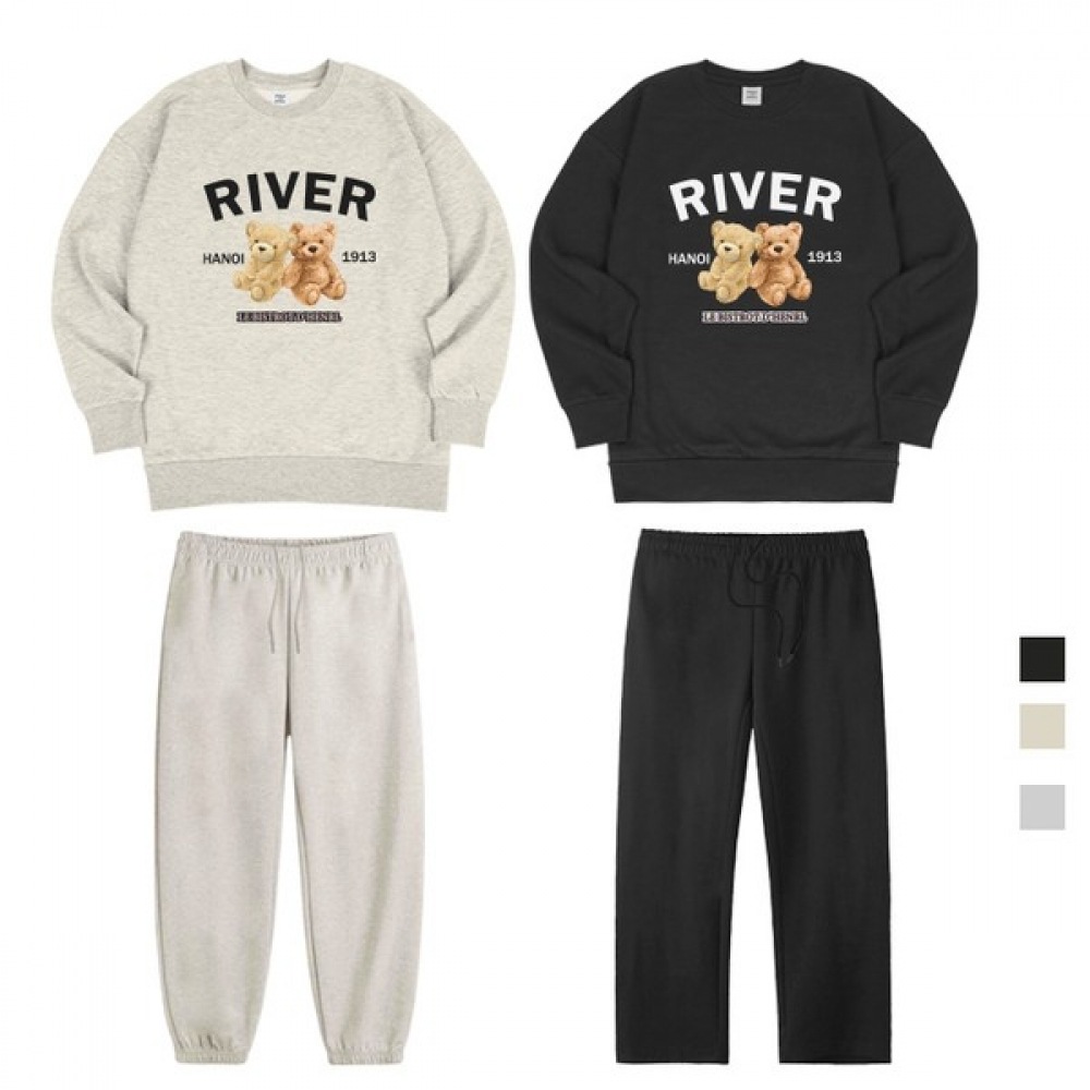 [ポール＆ポール] ハノイ1913ベーシックオーバーフィットスウェットシャツジョガーワイドパンツセット