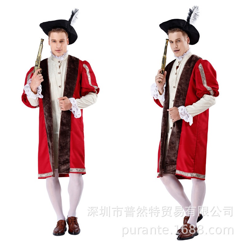 ハロウィン海賊の王様舞台で服を着て男性の乗馬服コスプレイギリスの査閲兵儀仗隊の制服です